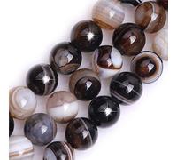 Gem-Inside, pietra preziosa naturale color caffè, onice, agata semi preziosa, rotonde, 12 mm, perline sfuse per la creazione di gioielli fai da te, bracciali, collane, artigianato, 38 cm