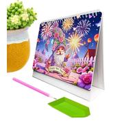 Gem Organizer Creative Table Set, Art Planner Calendario da scrivania, Calendario portatile con pietre, set di biglietti decorativi, tema mosaico con gemme, uso ufficio aula