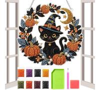 Gem Painting Halloween 2D Cat Ghost - Acrylic Paint Sparkling Decor Set