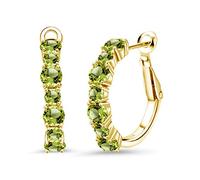 Gem Stone King Orecchini a cerchio con pietra portafortuna in argento placcato oro giallo 18 carati, rotondi 4 mm e 3 mm, chiusura a monachella, gioielli raffinati, regalo per donne, mamma, moglie