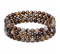 Gemaltic - Braccialetto con cristalli curativi, perline da 6 mm, 63,5 cm (agata marrone sogno)