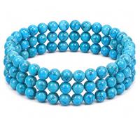 Gemaltic - Braccialetto con cristalli curativi, perline da 6 mm, 63,5 cm (blu turchese)