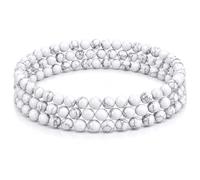 Gemaltic - Braccialetto con cristalli curativi, perline da 6 mm, 63,5 cm (Howlite)