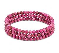 Gemaltic - Braccialetto con cristalli curativi, perline da 6 mm, 63,5 cm (occhio di tigre rosa)