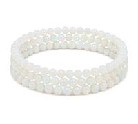 Gemaltic - Braccialetto con cristalli curativi, perline da 6 mm, 63,5 cm (opale)
