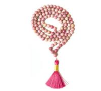 Gemaltic Healing Crystals Jap Mala 108 perline 6 mm pietra preziosa sfaccettata Mala collana 68 cm circa per meditazione, preghiera, yoga, guarigione Reiki cristallo e rosario uso rodocrosite