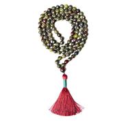 Gemaltic Healing Crystals Jap Mala 108 perline 6 mm sfaccettato gemma mala collana 69 cm circa per meditazione, preghiera, yoga, guarigione Reiki cristallo e rosario (pietra di sangue drago)