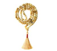 Gemaltic Healing Crystals Jap Mala 108 perline 6 mm sfaccettato gemma mala collana 69 cm circa per meditazione, preghiera, yoga, guarigione Reiki cristallo e rosario uso (avventurina gialla)