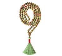 Gemaltic Healing Crystals Jap Mala 108 perline 6 mm sfaccettato gemma mala collana 69 cm circa per meditazione, preghiera, yoga, Reiki guarigione cristallo e rosario uso (unakite)