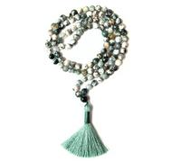 Gemaltic Healing Crystals Jap Mala 108 perline 6 mm sfaccettato gemma mala collana 69 cm circa per meditazione, preghiera, yoga, guarigione Reiki cristallo e rosario uso (albero di agata)
