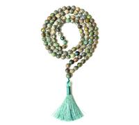 Gemaltic Healing Crystals Jap Mala 108 perline 6 mm sfaccettato gemma mala collana 69 cm circa per meditazione, preghiera, yoga, guarigione Reiki cristallo e rosario uso (turchese africano)