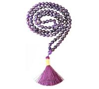 Gemaltic Healing Crystals Jap Mala 108 perline 6 mm sfaccettato gemma mala collana 69 cm circa per meditazione, preghiera, yoga, guarigione Reiki cristallo e rosario uso (ametista)