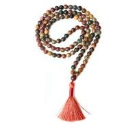 Gemaltic Healing Crystals Jap Mala 108 perline 6 mm sfaccettato gemma mala collana 69 cm circa per meditazione, preghiera, yoga, guarigione Reiki cristallo e rosario uso (Multi Picasso)