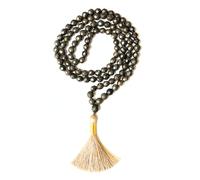 Gemaltic Healing Crystals Jap Mala 108 perline 6 mm sfaccettato gemma mala collana 69 cm circa per meditazione, preghiera, yoga, guarigione Reiki cristallo e rosario (pirite)