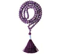 Gemaltic Healing Crystals Jap Mala 108 perline 6 mm sfaccettato gemma mala collana 69 cm circa per meditazione, preghiera, yoga, guarigione Reiki cristallo e rosario uso (ametista africana)