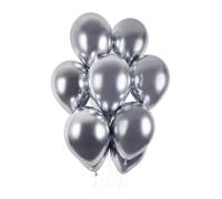 Gemar Palloncini Shiny Silver Argento Chrome 13 Pollici 33 CM Diametro 50 Pezzi Effetto Cromato