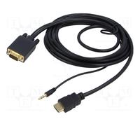 Gembird A-HDMI-VGA-03-10 cavo video e adattatore 3 m HDMI + 3,5 mm VGA (D-Sub) Nero - Nouvo