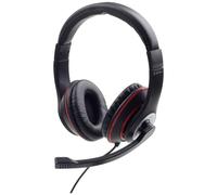 Gembird Cuffie Over Ear via cavo Nero, Rosso regolazione del volume, headset