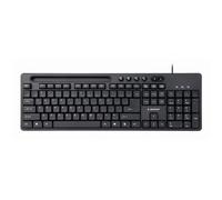 GEMBIRD TECLADO (Ingles) Multimedia KB-UM-108 USB, DISEÃ‘O DE EE. UU., con SOPORTE para TELÃ‰FONO, Negro
