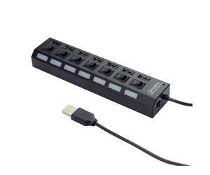 GEMBIRD UHB-U2P7-03 HUB USB 7 PORTE CON SWITCH ON-OFF PER OGNI USCITA + ALIMENTATORE ESTERNO