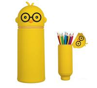 GemCoo - Kawaii Astuccio 2 in 1 in Morbido Silicone, Pencil Case Estensibile con Cerniera Portapenne da Tavolo a Tema Cartoon, Ideale per Scuola e Regalo Carino per Studenti e Adolescenti (Giallo 2)