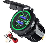 GemCoo QC3.0 Presa Doppio USB per Auto con Interruttore Touch 12V / 24V 36W 2 Porte Caricabatteria Impermeabile LED Indicazione (Verde)