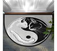 GeMeFv Aniaml - Zerbino con gatti bianchi e neri, antiscivolo, a mezza luna, per interni, cucina, camera da letto, decorazione per la casa