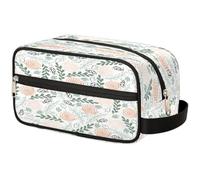 GeMeFv Borsa da toeletta con foglie di lumaca e coccinella in stile cartone animato, borsa da trucco da viaggio portatile, borsa da barba di grande capacità, per uomini e donne, Foglia Coccinella