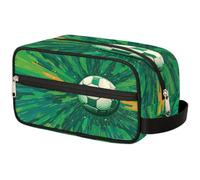 GeMeFv Borsa da toeletta da calcio verde da appendere borsa cosmetica da viaggio portatile borsa da barba di grande capacità per uomini donne, Calcio Verde Calcio, 10.5×4.4×5.3 in