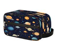 GeMeFv Borsa da toeletta spaziale con pianeta dei cartoni animati Borsa cosmetica da appendere Borsa da viaggio portatile Borsa da barba di grande capacità per uomini donne, Cartone animato Pianeta,