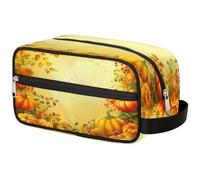 GeMeFv Borsa da toilette autunnale con foglie di zucca autunnale borsa cosmetica da appendere borsa da viaggio portatile borsa da barba di grande capacità per uomini donne, Autunno Foglie di zucca,