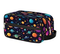 GeMeFv Borsa da toilette colorata con pianeta spaziale borsa cosmetica da appendere borsa da viaggio portatile borsa da barba di grande capacità per uomini donne, Spazio Pianeta Colorato, 10.5×4.4×5.3