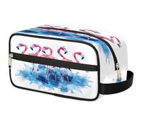 GeMeFv Borsa da toilette con fenicotteri ad acquerello Borsa cosmetica da appendere Borsa da viaggio portatile Borsa da barba di grande capacità per uomini donne, Fenicotteri ad acquerello,