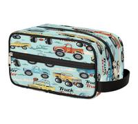 GeMeFv Borsa da toilette con motivo camion dei cartoni animati Borsa cosmetica da appendere Borsa da viaggio portatile Borsa da barba di grande capacità per uomini donne, Modello di camion dei cartoni