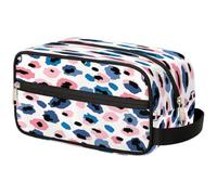GeMeFv Borsa da toilette con stampa leopardata rosa blu borsa cosmetica da appendere borsa da viaggio portatile borsa da barba grande capacità per uomini donne, Motivo leopardato Rosa Blu,