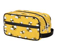 GeMeFv Borsa da toilette gialla con api carine miele borsa cosmetica da appendere borsa da viaggio portatile borsa da barba grande capacità per uomini donne, Miele Giallo Carino Api, 10.5×4.4×5.3 in