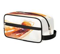 GeMeFv Borsa da toilette sportiva da basket ad acquerello Borsa cosmetica da appendere Borsa da viaggio portatile Borsa da barba di grande capacità per uomini donne, Acquerello Basket Sport,