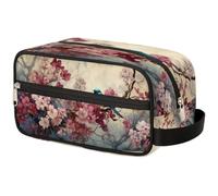 GeMeFv Borsa da toilette vintage blu con ramo di uccellino floreale borsa cosmetica da appendere borsa da viaggio portatile borsa da barba di grande capacità per uomini donne, Vintage Blu Uccello Ramo