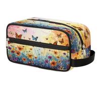 GeMeFv Color Ful Spring Wildflower Butterfly Borsa da toilette da appendere Borsa cosmetica da viaggio portatile Borsa da barba di grande capacità per uomini donne, Colore Ful Primavera Wildflower