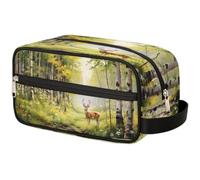GeMeFv Forest Sika Deer Beauty Bag Hanging Cosmetic Bag Portable Travel Makeup Bag Grande Capacità Borsa da barba per uomini donne, Cervo Sika della foresta, 10.5×4.4×5.3 in