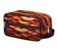 GeMeFv Red Love Leaves Borsa da toilette per San Valentino Borsa cosmetica da appendere Borsa da viaggio portatile Borsa da barba di grande capacità per uomini donne, L'amore rosso lascia San