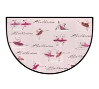 GeMeFv Zerbino mezzo rotondo con ballerina di danza classica, antiscivolo, a semicerchio, lavabile, tappeto a mezza luna, per interni ed esterni, cucina, camera da letto, decorazione per la casa