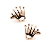 Gemelli 4 Pezzi Di Argento Zincato Oro Rosa Pistola Nera Palma Da Uomo A Forma Di Corona Gemelli Oro Rosa