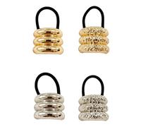 Gemelli a coda di cavallo dorata, 3/4 pezzi, corda con decorazione in metallo, supporto ad alta elasticità, accessori neri, versatili per donne A