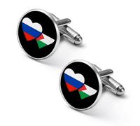 Gemelli a forma di cuore con bandiere di Russia e Palestina per uomo, bottoni per camicia, accessori di gioielleria
