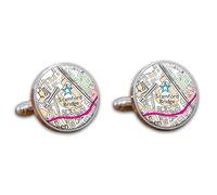 Gemelli a forma di mappa dello stadio di calcio, gemelli con mappa del Chelsea Ground Maps, gemelli rotondi con mappa del ponte di Stamford