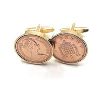 Gemelli a forma di moneta da 1 pence del 1976 per 49° compleanno/anniversario - Gemelli da 1 pence dal 1976 per un 49° GLD