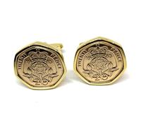 Gemelli a forma di moneta da 20 pence placcati in oro per il 40° compleanno del 1985, per un 40° anniversario