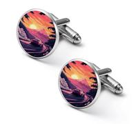 Gemelli alla moda da uomo a forma di auto da corsa giapponesi, set di gemelli classici per matrimoni e affari, 1.7cm, Metallo, Nessuna pietra preziosa