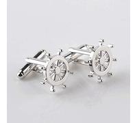 Gemelli Argento Colore Timone Gemelli Uomo Polsino Pulsante personalità Capitano Camicia da Uomo Gemelli Skipper